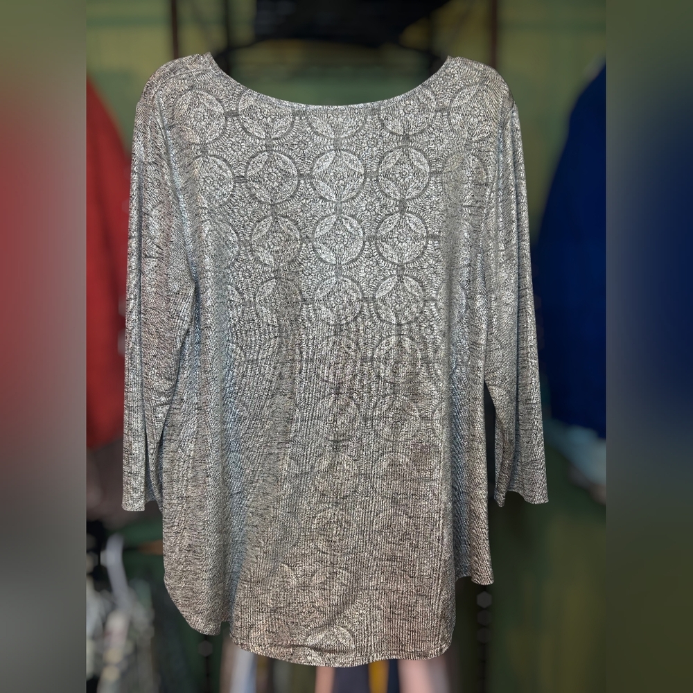 Ruby Rd. Gray Patterned Blouse - image 3